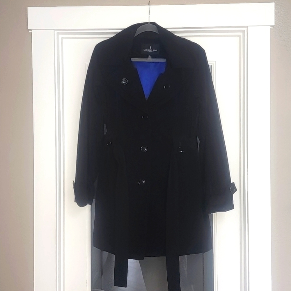 Women's London Fog Trench Coat Black Size Large
